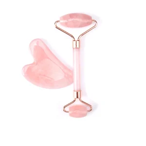 Natural Skin Massage Tool Rose Quartz Facial Jade Face Roller and Gua Sha with Box