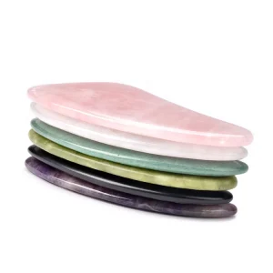 Natural Stone Green Aventurine Rose Quartz White Jade Black Amethyst Guasha Board Scraping Massage Tool for Face