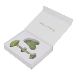 Natural Stone Head Neck Spa Massager Jade Facial Massage Roller and Guasha Set Green Jade Roller Gua Sha