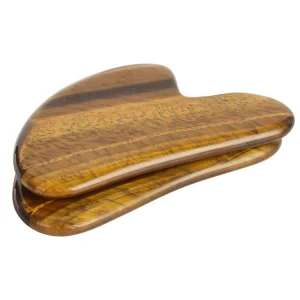 Natural Tiger Eye Stone Heart Shaped Gua Sha Tool Facial Scraping Massage Board for Skin Care Beauty