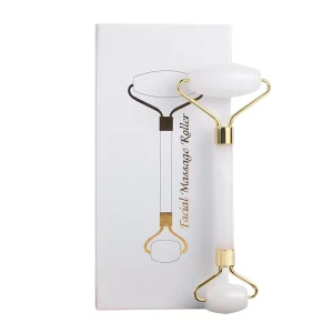 Natural White Jade Stone Face Massage Roller Custom Facial Anti aging Skincare Jade Roller