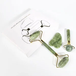 New 100% Natural XiuYan Jade Roller Set and Facial Massage Gua Sha Board Mother’s Day Gift Reduce Wrinkles