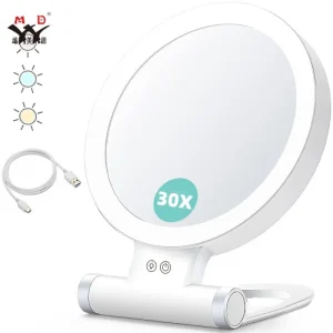 New 5X 10x and 20x 30X Magnified Portable 7 inch LED Double-sided Illuminated Desktop Makeup Mirror