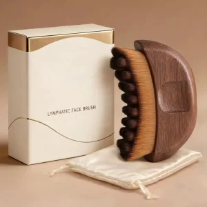 New Arrival Portable Lymphatic Contour Cheek Brush Wood Handle Anti Puffiness Massage Tool for Makeup