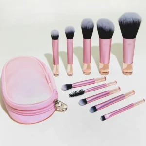 New Design 10 Piece Synthetic Hair Pink Makeup Brush Set for Facial Foundation and Skin-Friendly Use