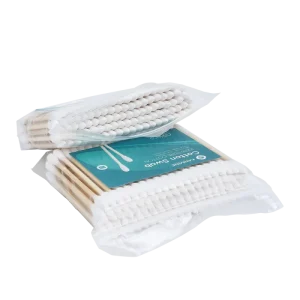 New Design Global Warehouse Cotton Bud 100pcs Bamboo Stick Cotton Swab with pp Bag