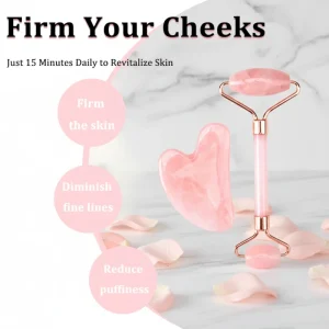 New Design Guasha Jade Roller Body Care Gift Set Gua Sha Stone Rose Quartz Roller for Health and Beauty