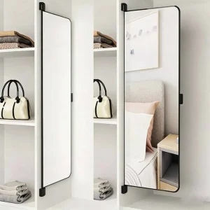 New Design Large Metal Frame Sliding Cabinet Hidden Fold Push Pull Dressing Body Wardrobe Mirror Wall Living Room Furniture