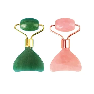 New Design Multifunction Facial Mask Brush Natural Jade Roller Mini Green Aventurine Eye Roller Massager Rose Quartz Jade Roller