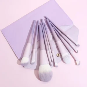 New Design Purple 10pcs Makeup Brushes Premium Synthetic Foundation Powder Eyeshadow Makeup Brush Set
