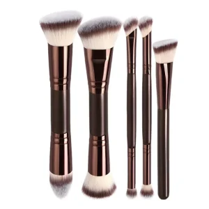 New Double headed 6 Piece Face Makeup Brush Set Flat Brush Foundation Blush Loose Powder Synthetic Fibre Soft Hair