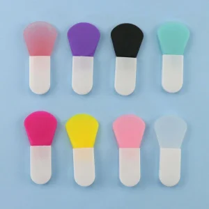 New Facial Multicolor Silicone Super Badger Fan Brush with Plastic Handle for Safe Foundation Makeup Face Mask Model K13