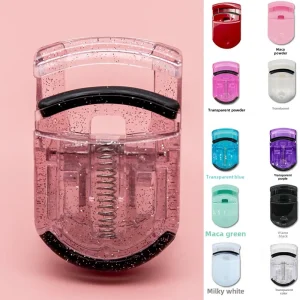 New Mini Portable Plastic Eyelash Curler with Glitter Powder Beauty Clip for Eye Gift