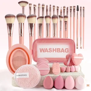 New Woman Makeup Tools Gift Sets Makeup Brush Set 25pcs Bundle Pink Make up Makeup Brushes Kit with Bag Sponge