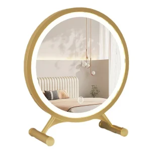 Nordic Style Large Makeup Mirror Desktop LED Light Student Dormitory Bedroom With Fill Light Dressing Table Round Mirror