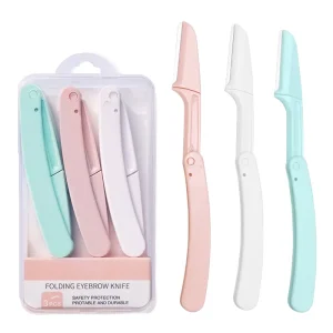 OEM 3pcs Stainless Steel Blade Face Eyebrow Shaving Razor Hair Clipper Blade Tweezers Threading Hair Removal Trimmer Tool 2 in 1
