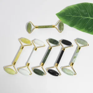 OEM Brand 100% Natural Jade Roller Facial Massage Gua Sha Set Model LRYS Gift Set Face Tightening Reduce Wrinkles
