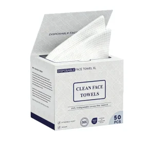 OEM Custom Magnetic Box Eco-Friendly Square Clean Skin Towels Viscose Nonwoven Hypoallergenic Disposable Face Towels for Salon