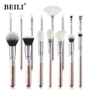 OEM Custom Wood Handle Makeup Brush Set 15 Pieces Synthetic Bristles Fan Brush Foundation Blush Eyeshadow Beauty Tools