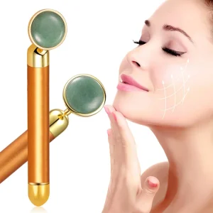 OEM Customized Logo Metal Face Massager Electric Facial Jade Roller Facial Massage Thin Face Rolling Stone Lift Face