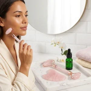 OEM Double Head Facial Jade Roller with Firming & Slimming Functions Smooth Surface for Daily Skin Care and Eye Massage