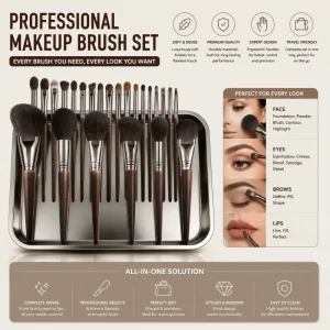 OEM Factory Custom Logo Color 24pcs Makeup Brushes Face Eye Blending Coverage Professional Makeup Brush Set