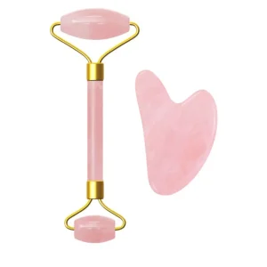 OEM Genuine Facial Anti Aging Massager Stone Pink Rose Quartz Jade Roller for Face Massage Gua Sha Face Lifting Tool Masajeador