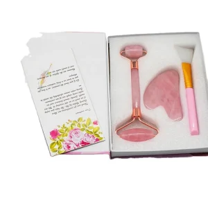 OEM Manufacturer High Quality Private Label Beauty Natural pink Rose Quartz Jade Roller Gua Sha Set