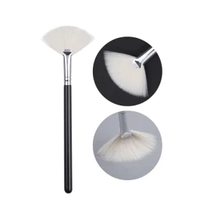 OEM Natural White Color Goat Hair Fluffy Facial Brushes Fan Brush Single Highlighter Cosmetic Brush Private Label