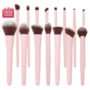 OEM ODM 15 Pcs Pink Soft Touch Painted Custom Logo Luxury Vegan Synthetic Professional High Quality Makeup Brush Set