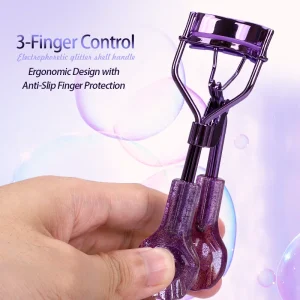OEM ODM Eyelash Curler with Shell Design Glitter Handle Bulk Makeup with Removable Comb Durable Carbon Steel Eye Beauty Tool
