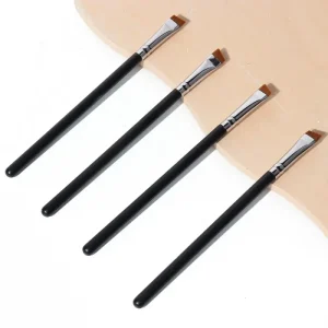 OEM ODM Multi Functional Eyebrow Brush Wood Handle Black Blade Flat Top Concealer Brow Brush Single Makeup Brush
