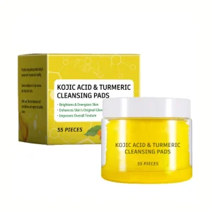 OEM ODM Natural Organic Turmeric Cleansing Pads for Dark Spots Disposable Cotton Face Cleanser Pad Turmeric Facial Cleansing Pad