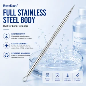 OEM ODM Stainless Steel Ultra Sharp Acne Needle Heat Treated Non Slip Handle Silicone Protective Face Treatment