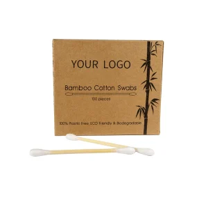 OEM Paper Box Bamboo Stick Cotton Buds Eco Friendly 100pcs Cotton Bud Cosmetic Cleaning Cotton Swabs 5000 Boxes