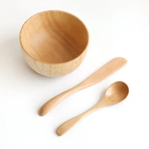OEM Small Bamboo Cosmetic Bathroom Face Mask Mixing Facial Bowl Spoon Makeup Masking Brush Spatula Set Cleaner Folding Bowl Wood