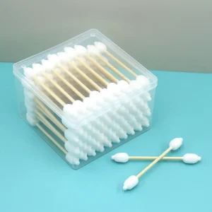 Organic 80pcs Big Ball Ends Cotton Buds Bamboo Stick Cotton Swabs for Baby