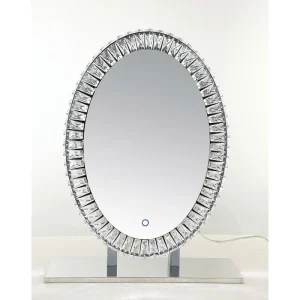 Oval Shape Desktop Crystal Makeup Mirror with Light for Make up