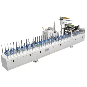 PUR Hot Melt Profile Wrapping Machine Woodworking Industry 90mm Scraping Gum Wrapping PLC Touch Screen Control 200mm Max