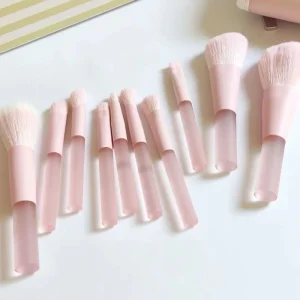 Peach Pink 10 Pcs Makeup Brush Set Mini Travel Size Eye Paint Professional Single Brush With Cosmetic Bag