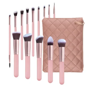 Pink 14pcs Make up Brushes Girls Beauty Tools Face Eye Shadow Foundation Brush Set with Bag