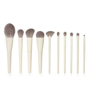 Pink Plastic Makeup Brush Set with Solid Handle and Exclusive Storage Bag