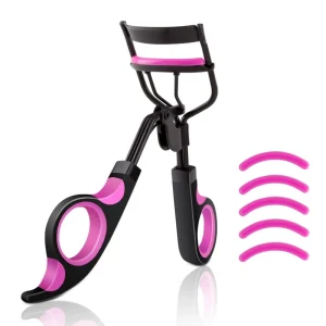 Pink and Black Eyelash Curler Metal Lash Curler for Long Lasting Curl and Everyday Makeup Use