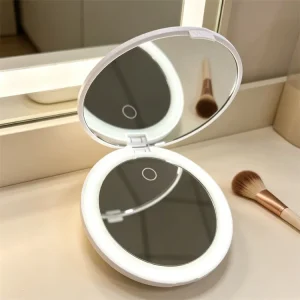 Pocket Mirror With Led Light Compact Makeup Mirror Small Mirrors Mini Hand Folding Cute Mirror With Magnification