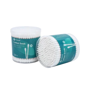 Pointed Round Tip Cotton Swab 200pcs Bamboo Stick Cotton Bud with pp Box for Ear Cleaning