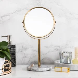 Popular Modern Style Desk Makeup Cosmetic Mirror Marble Base Mirror
