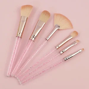 Portable 6 Piece Plastic Diamond Handle Makeup Brush Set Loose Powder Foundation Highlighter Concealer Eye Region Brush Tools