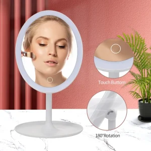 Portable Desktop Ladies Oval Cosmetic Makeup Mirror Custom Logo Lighted LED Makeup Mirror