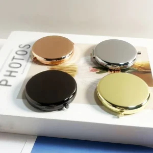 Portable Double-Sided Curved Stainless Steel Makeup Mirror Small Size Makeup and Beauty Cosmetic Mirror