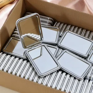 Portable Double Sided Handbag Handheld Black White Pink Travel Makeup Mirror Compact Mirror with Custom Logo